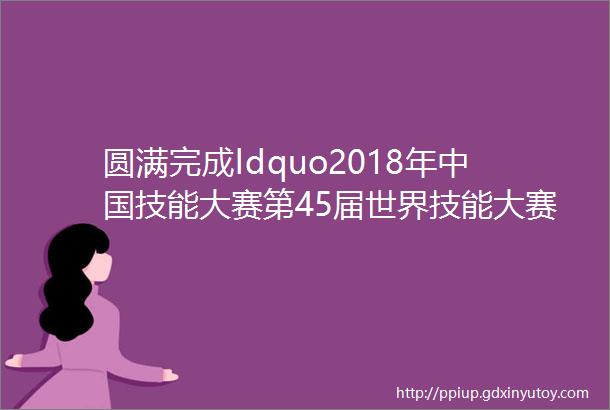 圆满完成ldquo2018年中国技能大赛第45届世界技能大赛全国选拔赛rdquo网站设计与开发项目技术保障工作